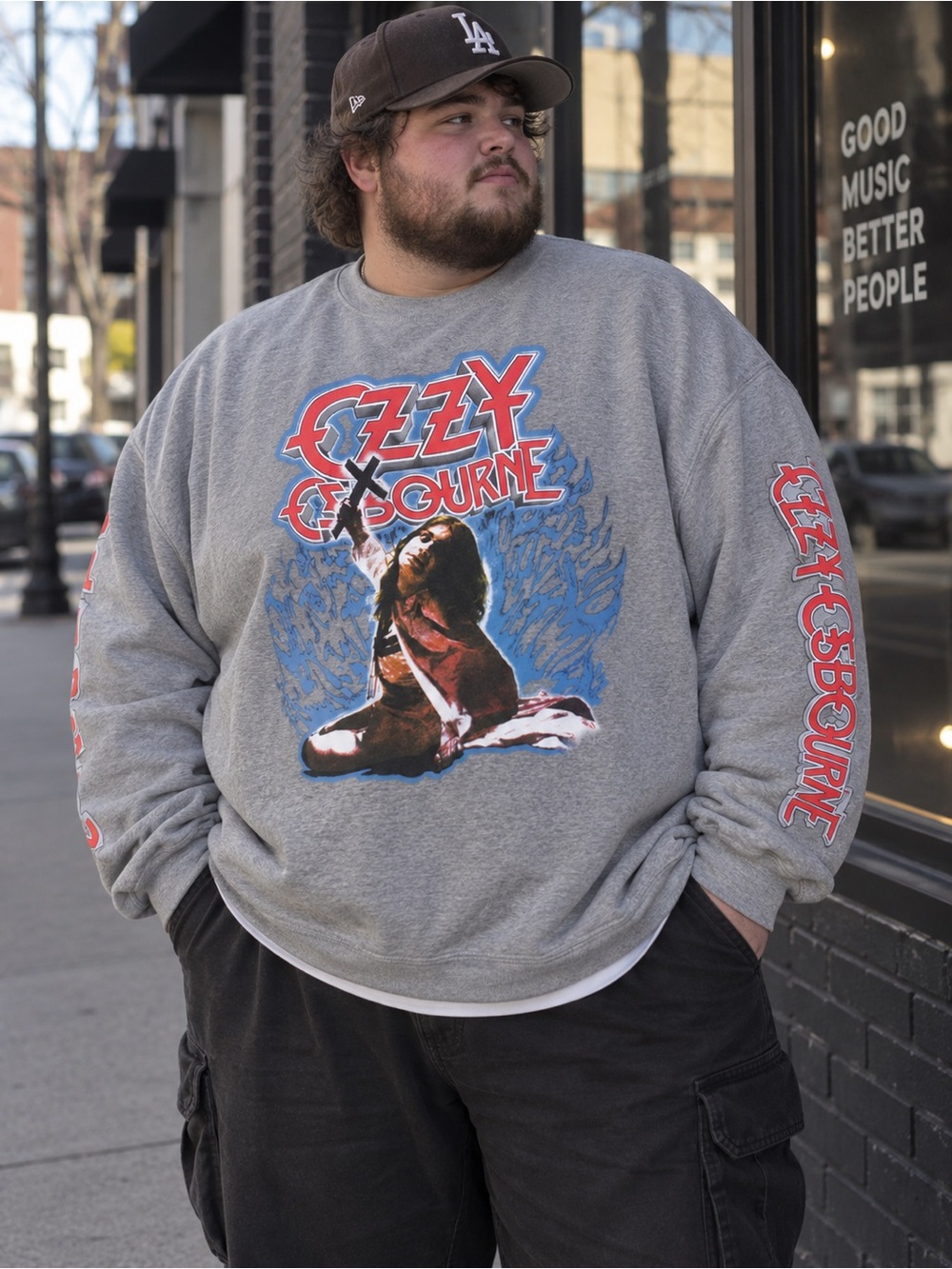 Like New Ozzy Osbourne Graphic Crewneck Sweatshirt - Light Gray